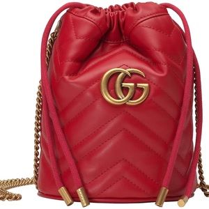 Gucci GG Marmont Bucket Bag
Mini Hibiscus Red